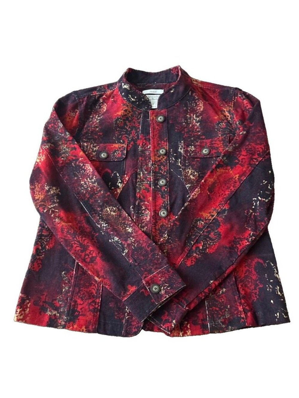 Christopher & Banks Patchwork Fall Jacket Red Blue Boho Artsy Coat Sz “M”